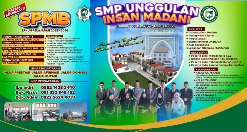 INFO SPMB SMP UNGGULAN INSAN MADANI TAHUN 2025